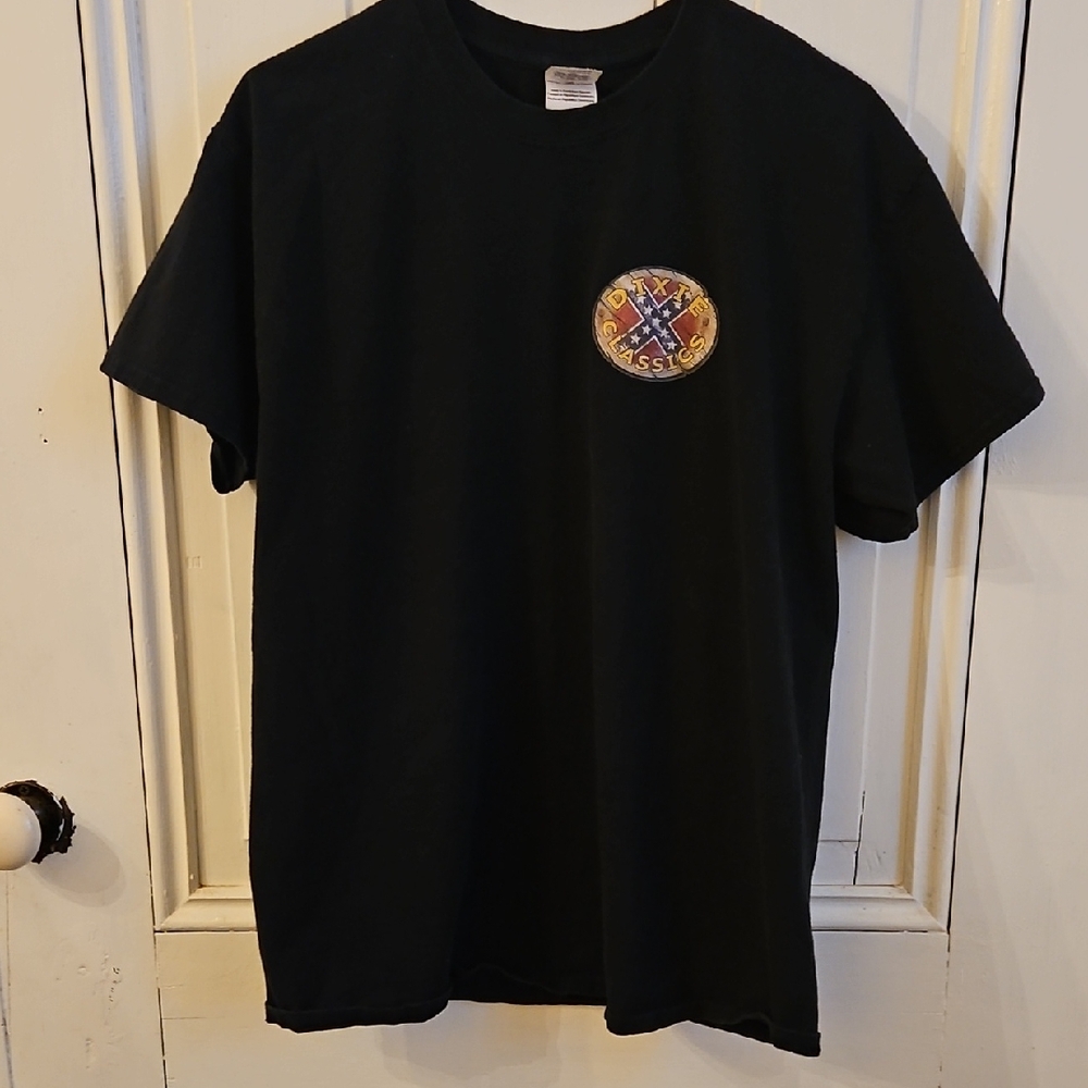 Women's Gildan Black T-Shirt with Colorful Patch